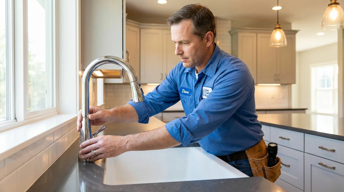 Kitchen faucet installation by Johns Plumbing LLC in South Portland