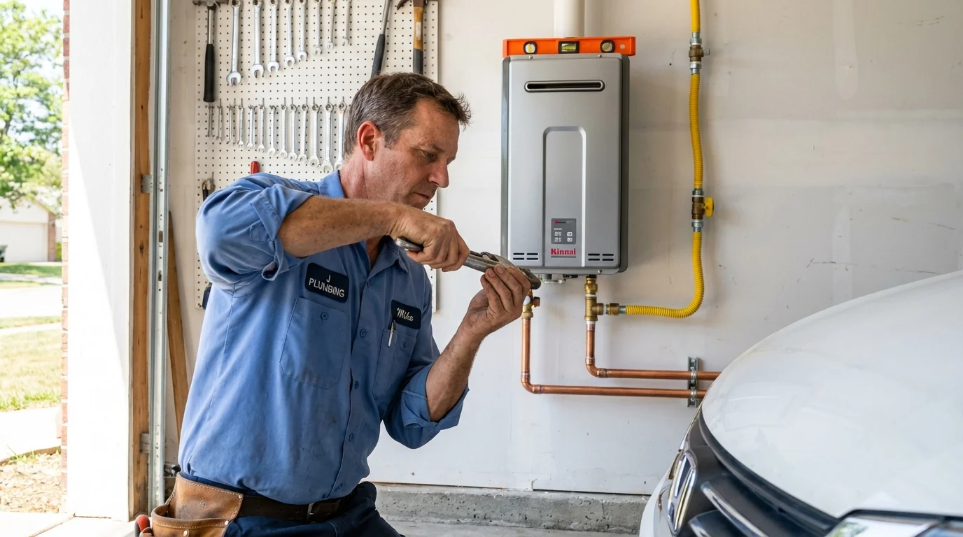 Tankless water heater installation by a Johns Plumbing LLC plumber in South Portland